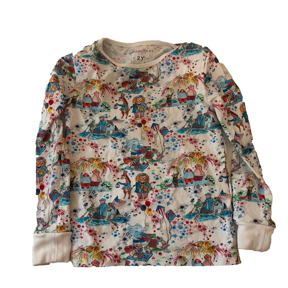 Timo&Violet Pajama Top Baby 2T 2 Years Circus Organic Cotton Long Sleeve